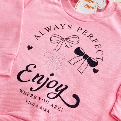 Conj. Casaco de Moletom Where You Are e Calça Legging Laços - Rosa